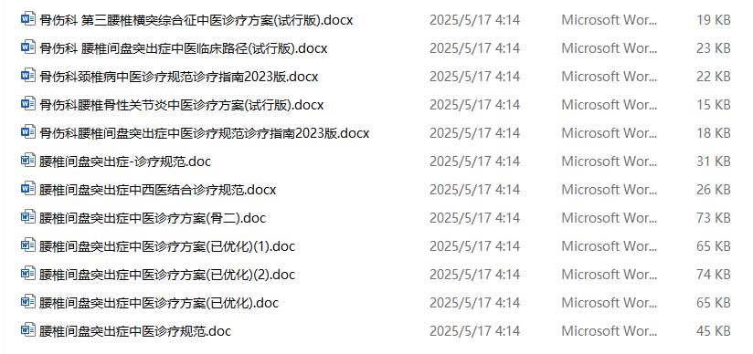 骨伤科腰椎间盘突出症中医诊疗规范诊疗指南文档集